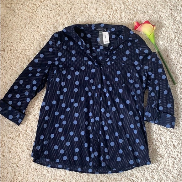 The Limited Tops - NWT The Limited blue polka dot blouse